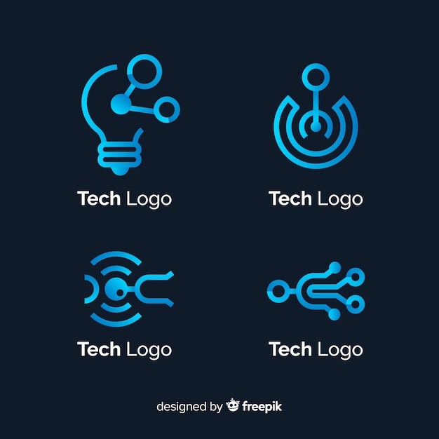 Vecteur gratuit collection de modèles de logo de technologie de dégradé