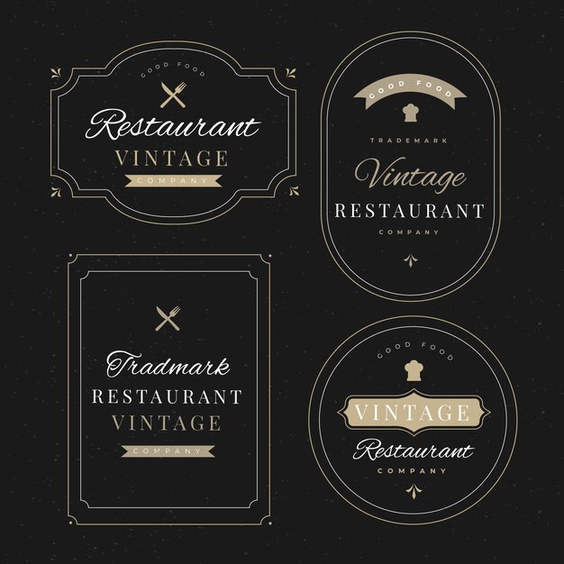 Collection De Modèles De Restaurant Logo Rétro