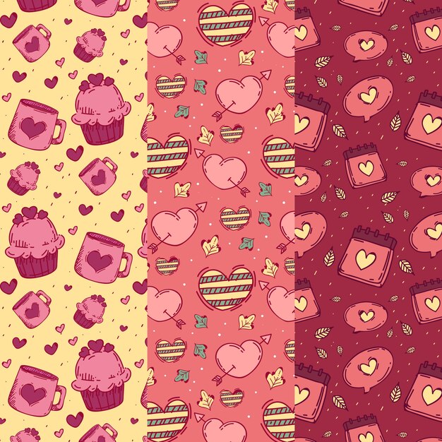 Collection de modèles de Saint Valentin dessinés à la main