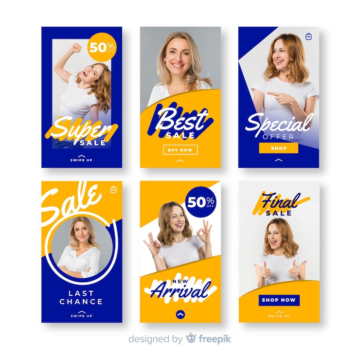 Vecteur gratuit collection de modèles de vente d'histoires instagram