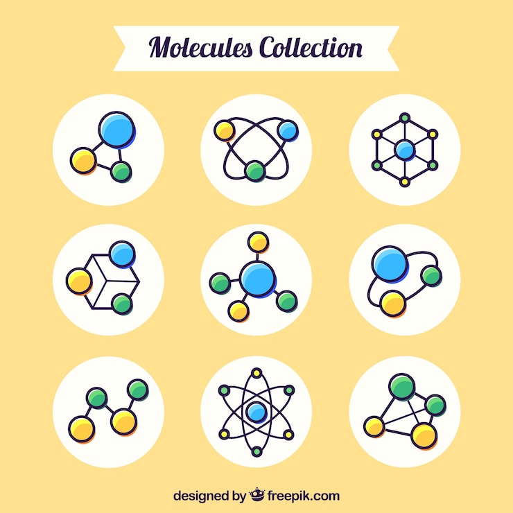 Vecteur gratuit collection de molécule dessinée à la main