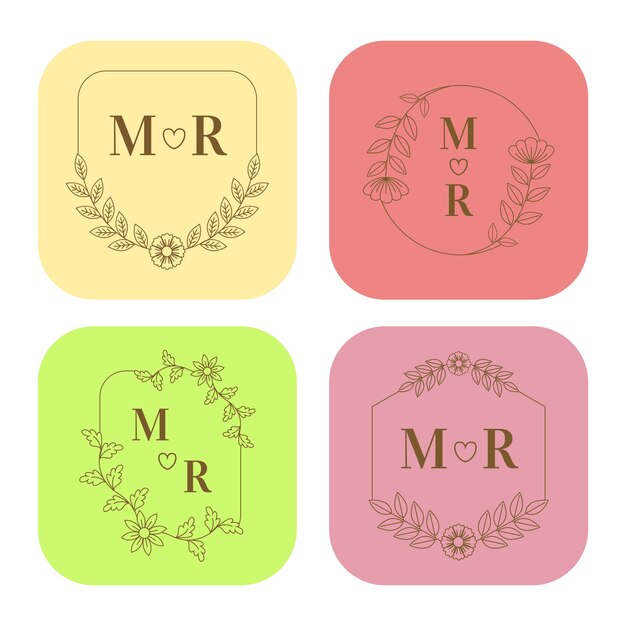 Collection De Monogrammes De Mariage Coloré