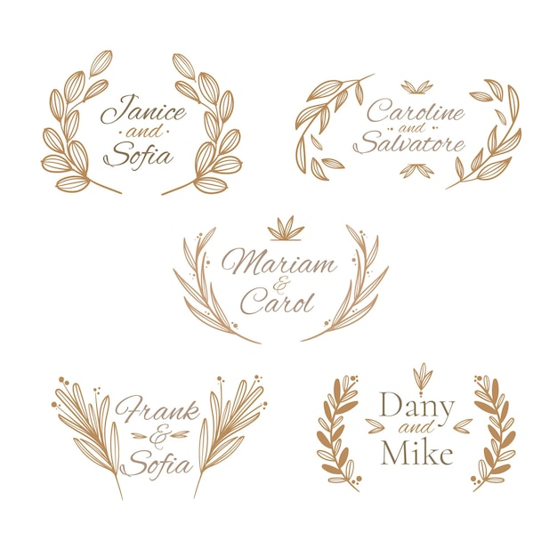 Collection De Monogrammes De Mariage Plat Linéaire