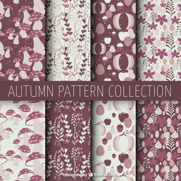 collection de motif d&#39;automne dans les tons de mauve