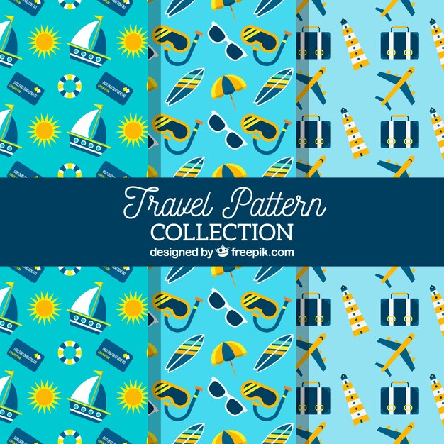 Collection de motif de voyage en été bleu