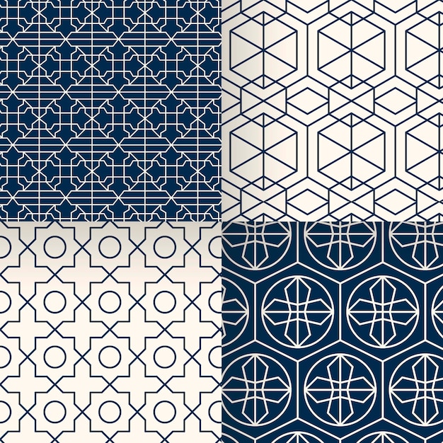 Vecteur gratuit collection de motifs arabes linéaires design plat