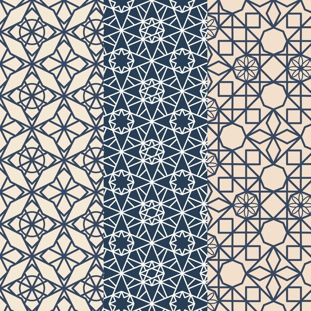 Collection de motifs arabes linéaires plats