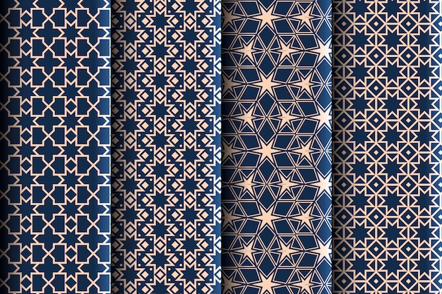 Vecteur gratuit collection de motifs arabes linéaires plats