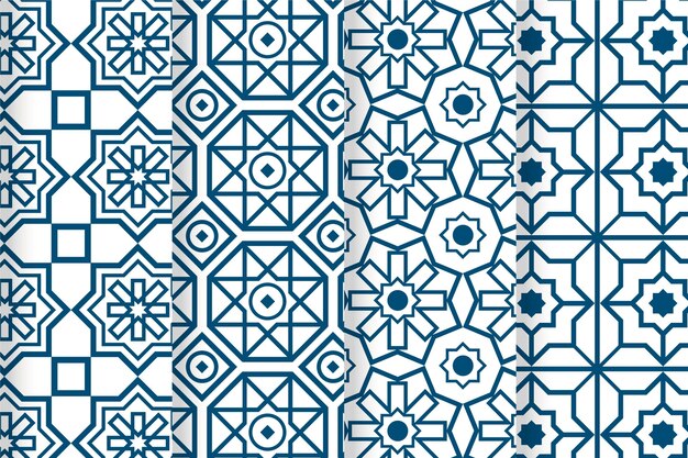 Collection de motifs arabes linéaires plats