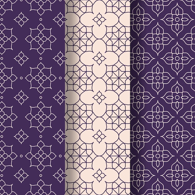 Vecteur gratuit collection de motifs arabes linéaires