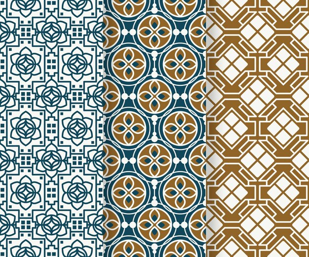Collection de motifs arabes linéaires