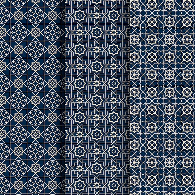 Collection de motifs arabes linéaires