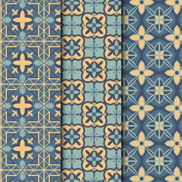 Collection de motifs arabes ornementaux design plat