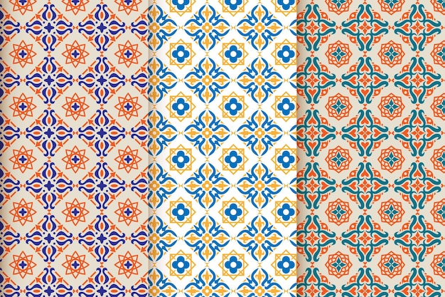 Vecteur gratuit collection de motifs arabes ornementaux plats