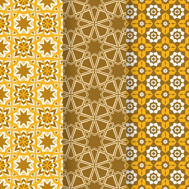 Vecteur gratuit collection de motifs arabes ornementaux plats
