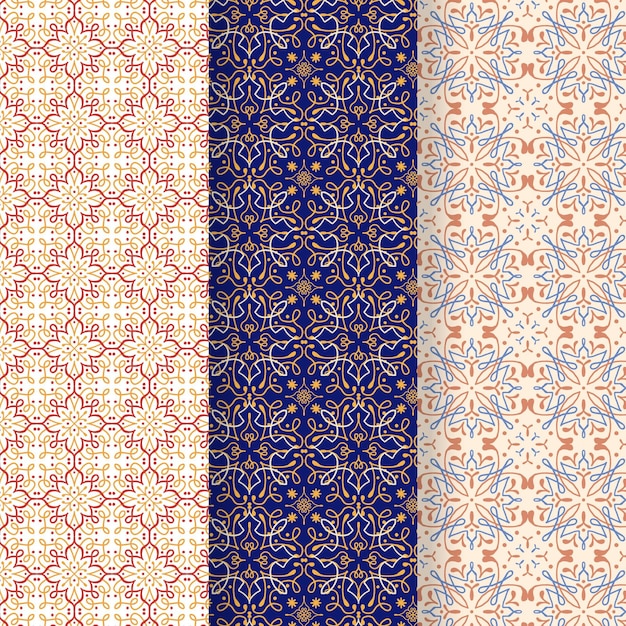 Vecteur gratuit collection de motifs arabes ornementaux