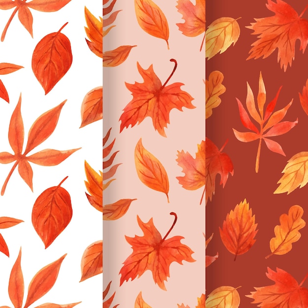 Collection de motifs automne aquarelle