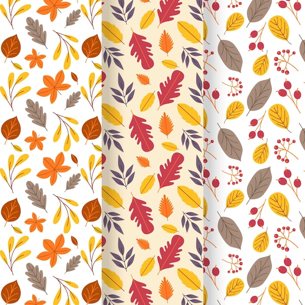 Vecteur gratuit collection de motifs automne design plat