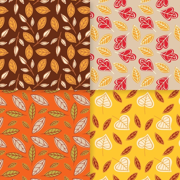 Collection De Motifs D'automne Dessinés à La Main