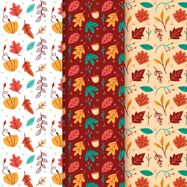 Vecteur gratuit collection de motifs d'automne dessinés à la main