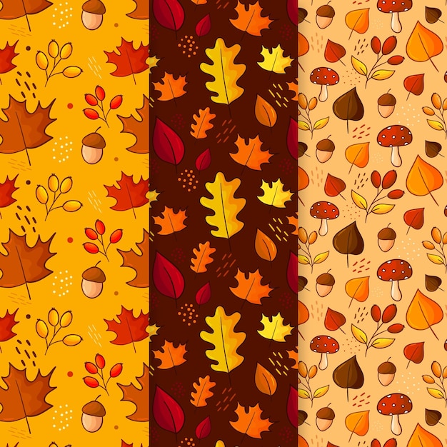 Vecteur gratuit collection de motifs d'automne dessinés à la main