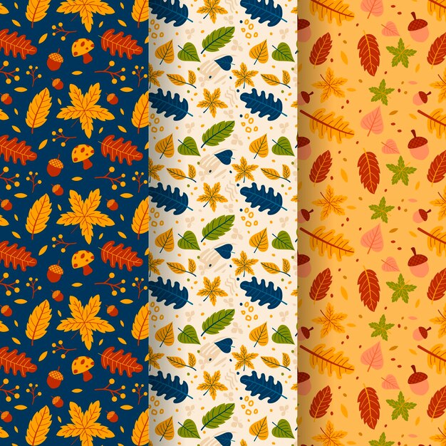 Collection de motifs automne plat