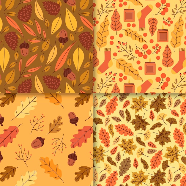 Vecteur gratuit collection de motifs d'automne