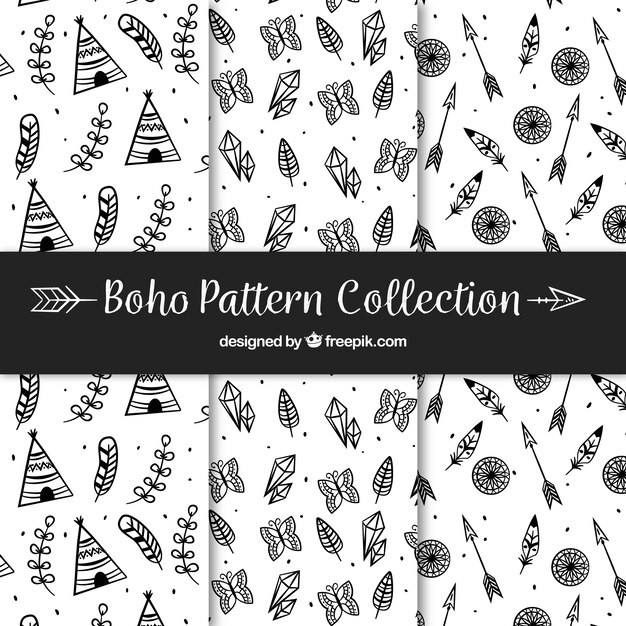 Collection De Motifs Boho Avec Un Style Hippie