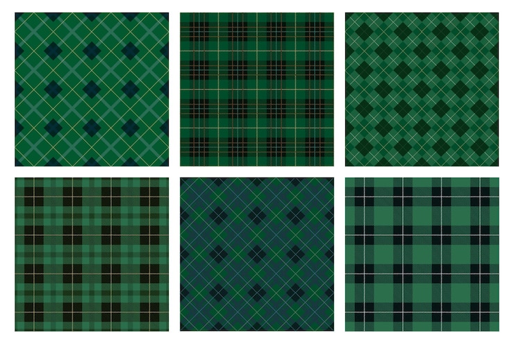 Vecteur gratuit collection de motifs à carreaux verts