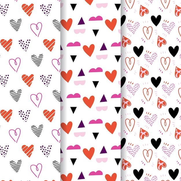 Collection De Motifs Coeur Dessinés à La Main