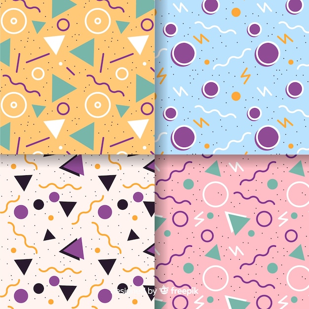 Collection de motifs colorés Memphis