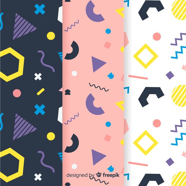 Collection de motifs colorés Memphis