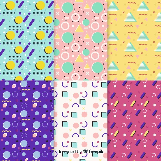 Collection de motifs colorés Memphis