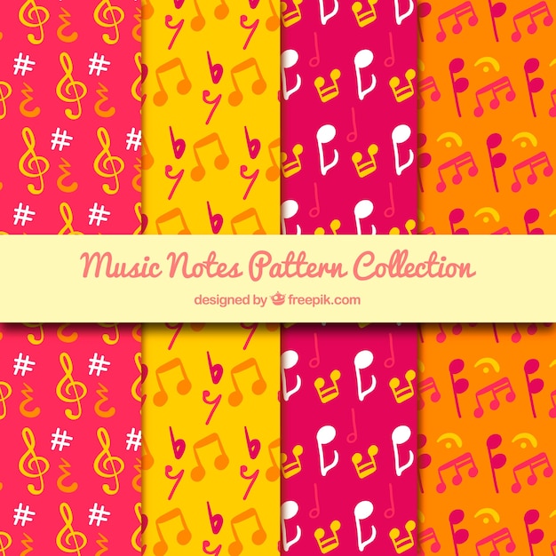 Collection De Motifs Colorés Avec Des Notes Musicales