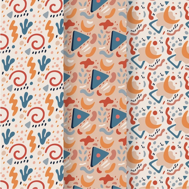 Collection de motifs dessinés à la main abstraite