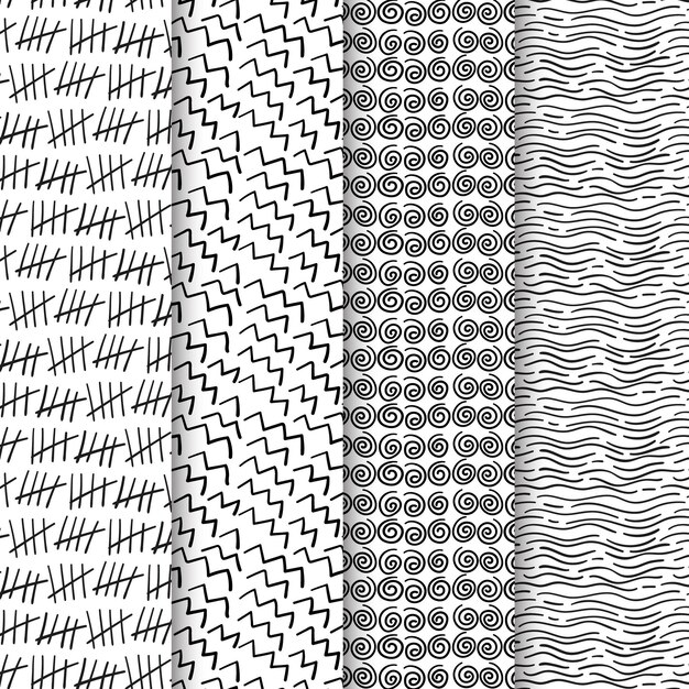 Collection de motifs dessinés à la main de gravure