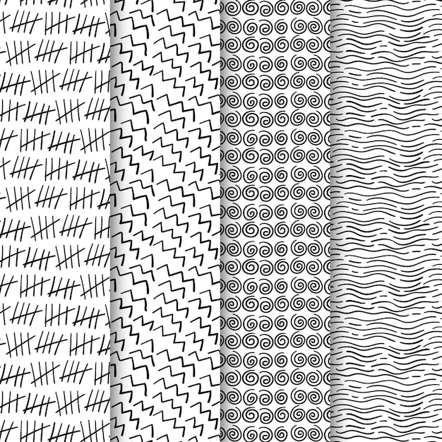 Collection de motifs dessinés à la main de gravure