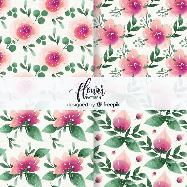 Collection de motifs de fleurs aquarelle