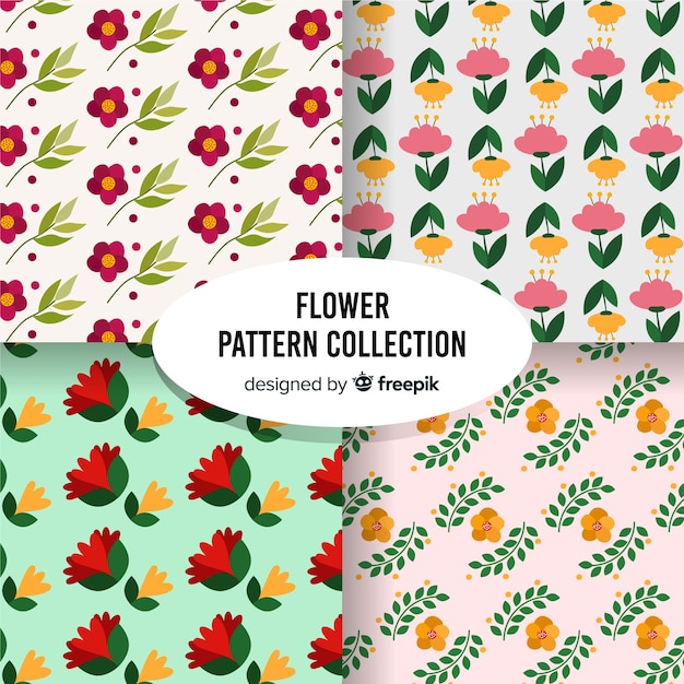 Collection De Motifs De Fleurs Plates