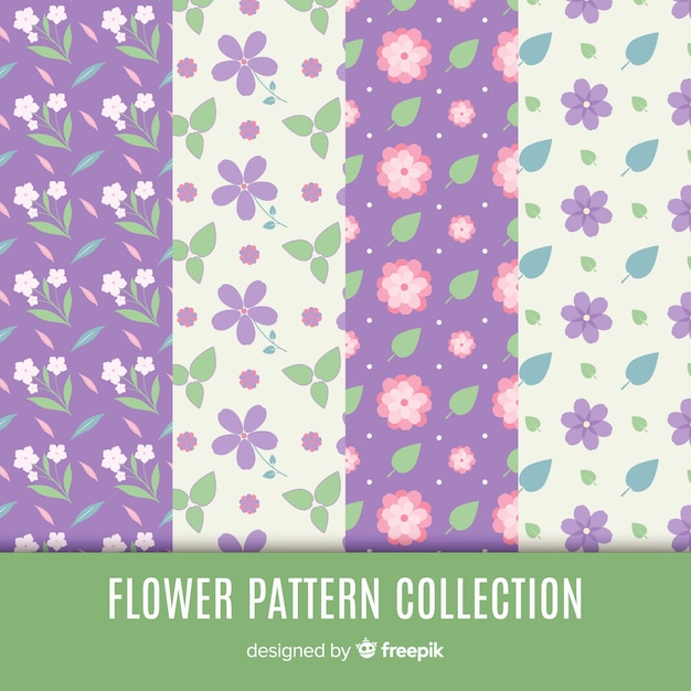 Vecteur gratuit collection de motifs de fleurs plates