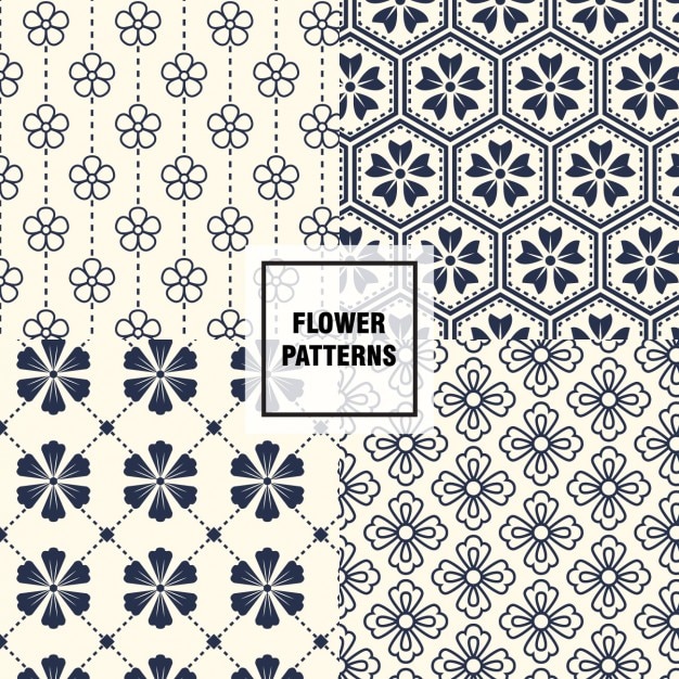 Vecteur gratuit collection de motifs floraux