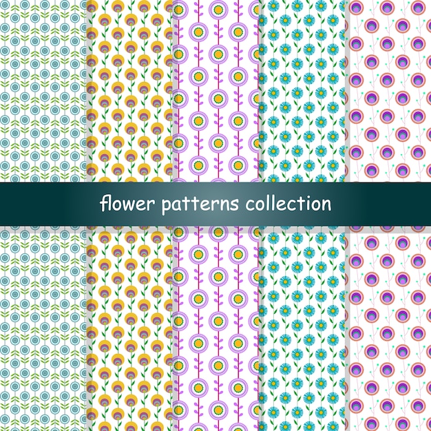 Vecteur gratuit collection de motifs floraux