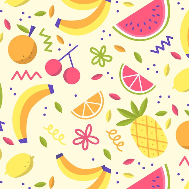 Vecteur gratuit collection de motifs de fruits