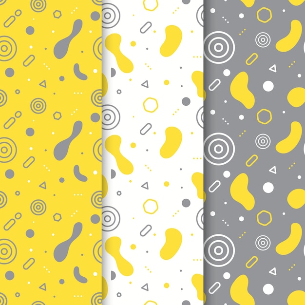 Collection De Motifs Géométriques Jaunes Et Gris