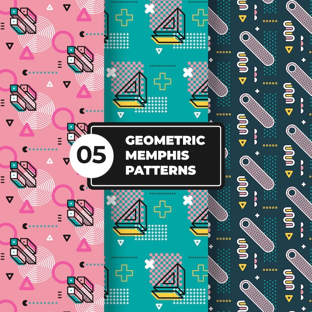 Collection De Motifs Géométriques Memphis