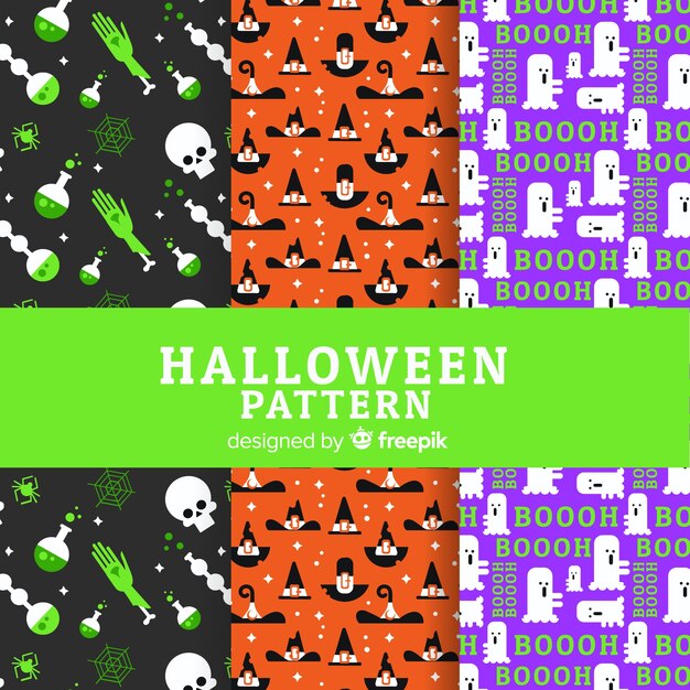 Collection de motifs d&#39;Halloween au design plat