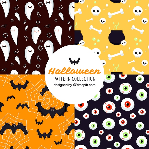 Collection de motifs d&#39;Halloween au design plat