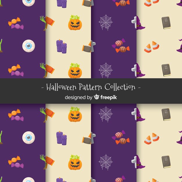 Collection de motifs d&#39;Halloween avec un design plat