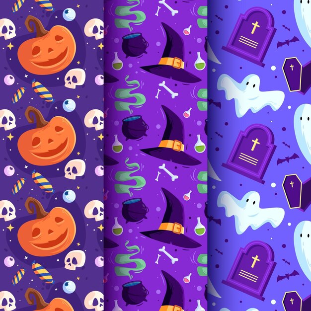 Collection De Motifs Halloween Design Plat