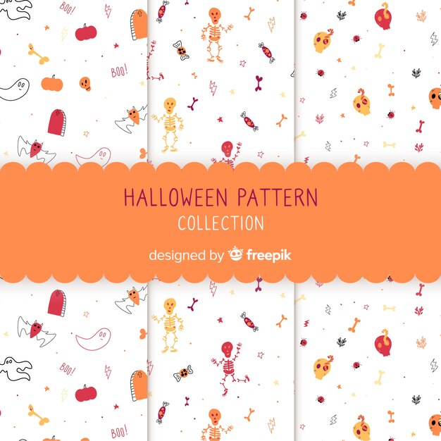 Collection de motifs d&#39;halloween dessinés à la main